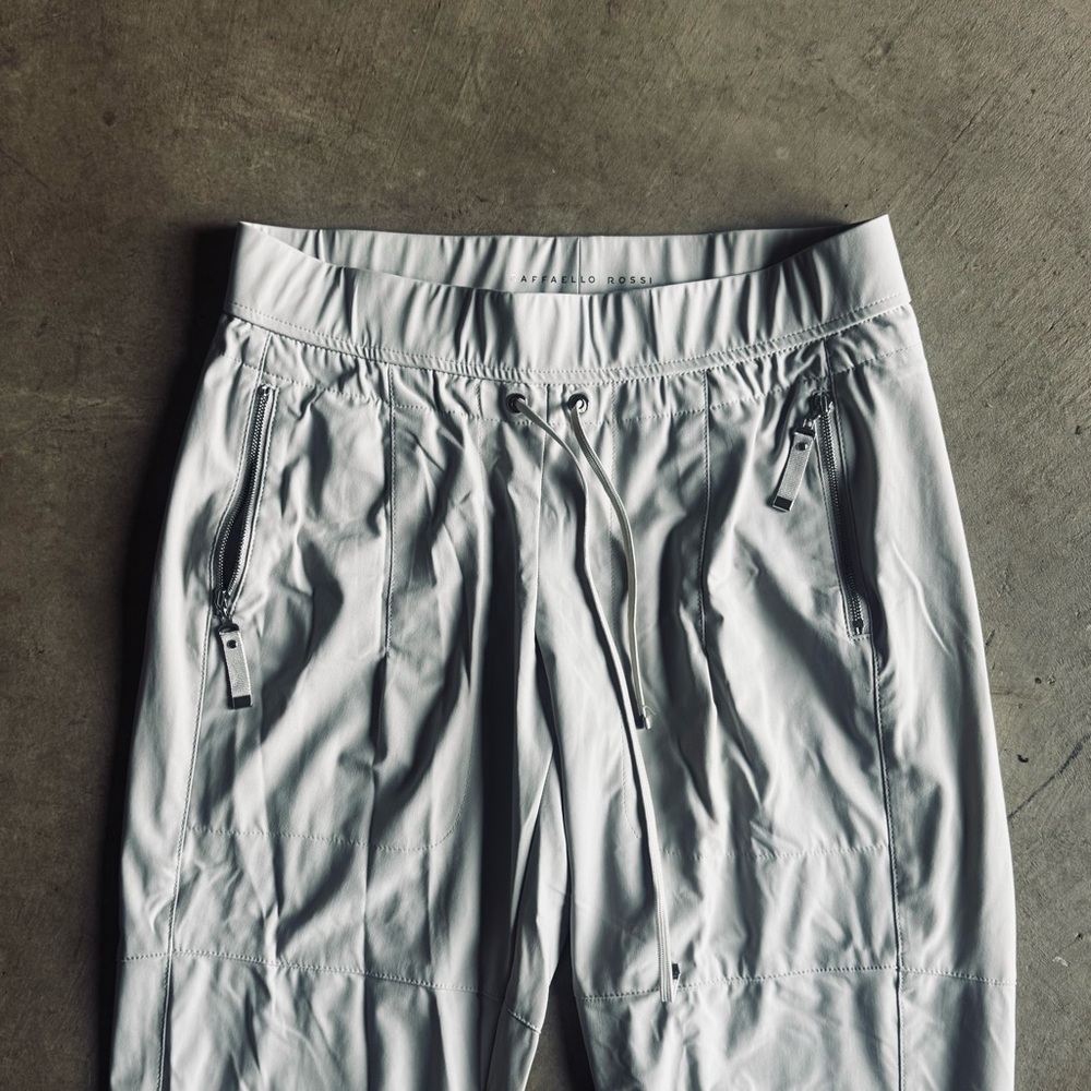 RAFFAELLO ROSSI Cream /Stone Track Athletic Pants, Zip Pockets (4) - Picture 3 of 12